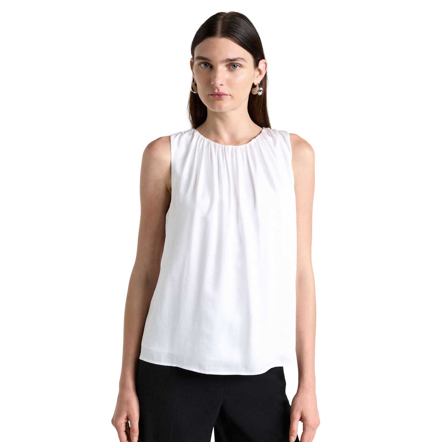 Cue Satin Gathered Neck Top